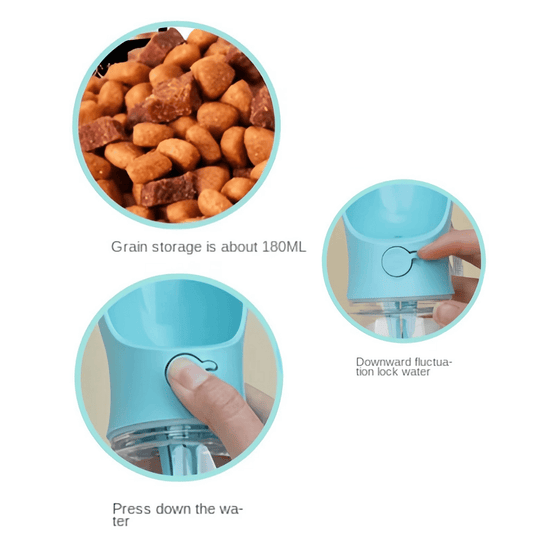 Portable Dog & Cat Water Bottle with Food Container