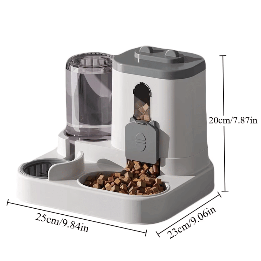 Cat Bowl Automatic Feeder with Spill-Proof Water Fountain