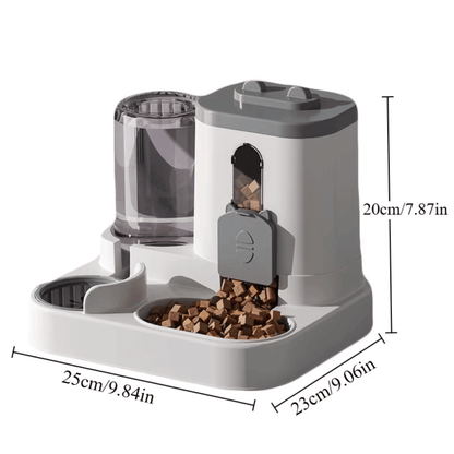 Cat Bowl Automatic Feeder with Spill-Proof Water Fountain